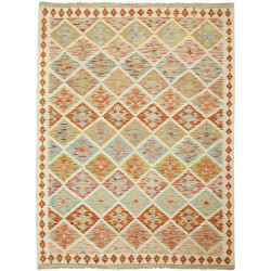 Tappeto Kilim Afghanistan Geometrico Multicolore Beige 150x1