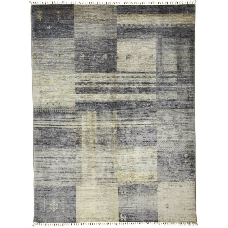 Tappeto Siva Pakistan Geometrico Grigio Crema 150x200 cm