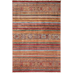 Tappeto Samarkand Pakistan Astratto Terracotta Blu Petrolio