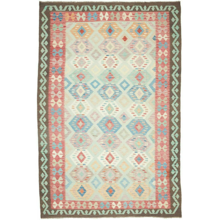 Tappeto Kilim Afghanistan Geometrico Multicolore Azzurro 192