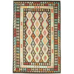 Tappeto Kilim Afghanistan Astratto Marrone Scuro Multicolore