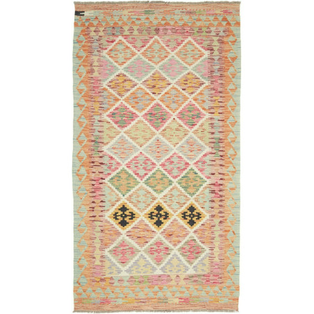 Tappeto Kilim Afghanistan Astratto Multicolore Pastello 107x