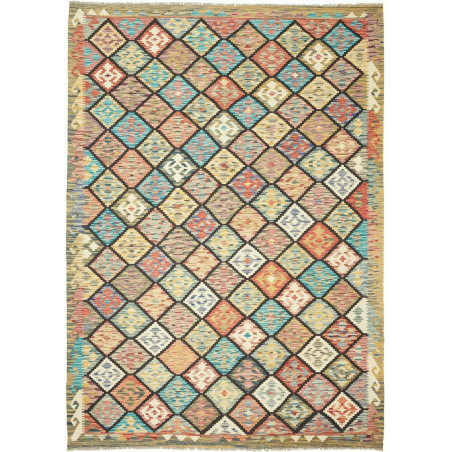 Tappeto Kilim Afghanistan Geometrico Multicolore Turchese 20
