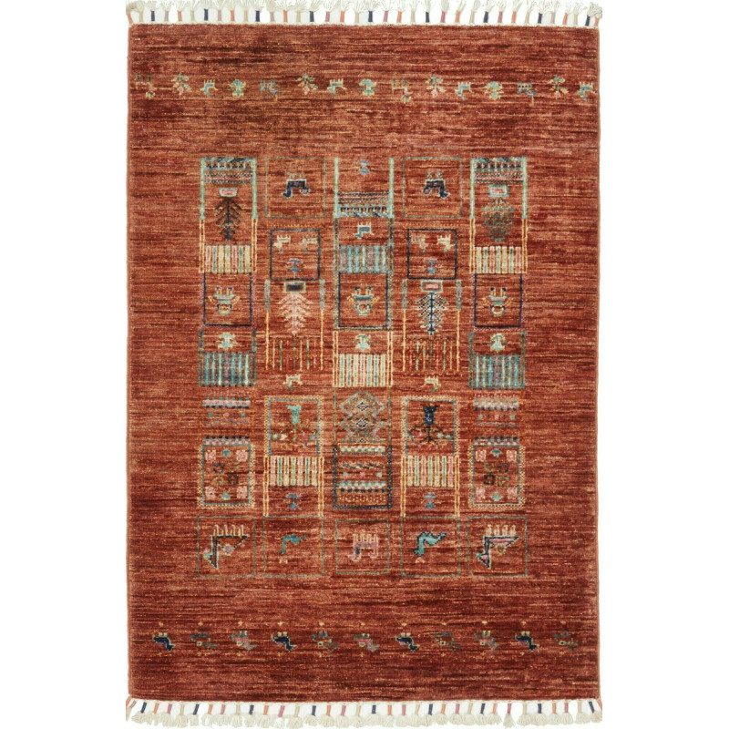 Tappeto Siva Pakistan Astratto Ruggine Azzurro 80x118 Cm