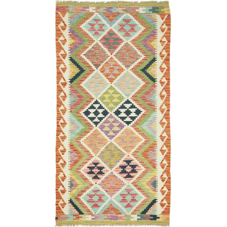 Tappeto Kilim Afghanistan Geometrico Multicolore Vivace 100x